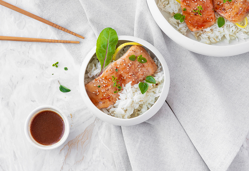 Trota salmonata al vapore con salsa orientale